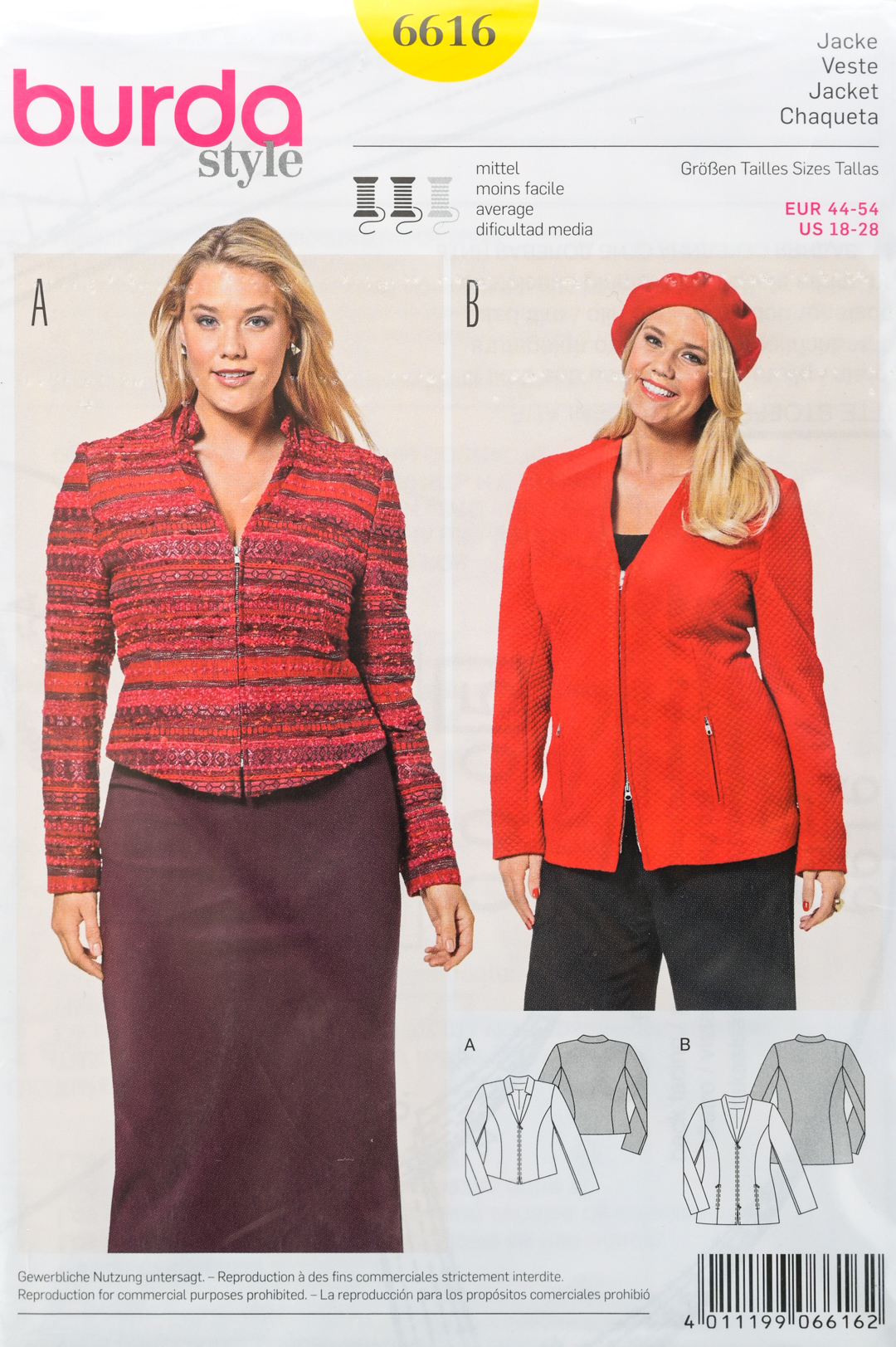 Patron Couture Burda B5750 - Veste Femme Avec Poches Rabat Et Cordon Taille, Tailles 36 à 48, Style Printanier