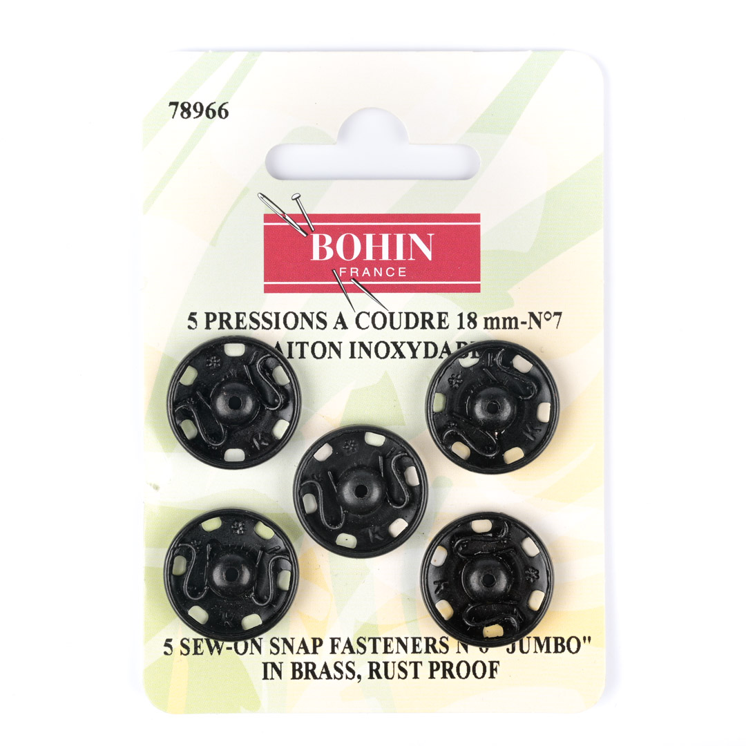 Pressions a coudre 18 mm Noir Bohin