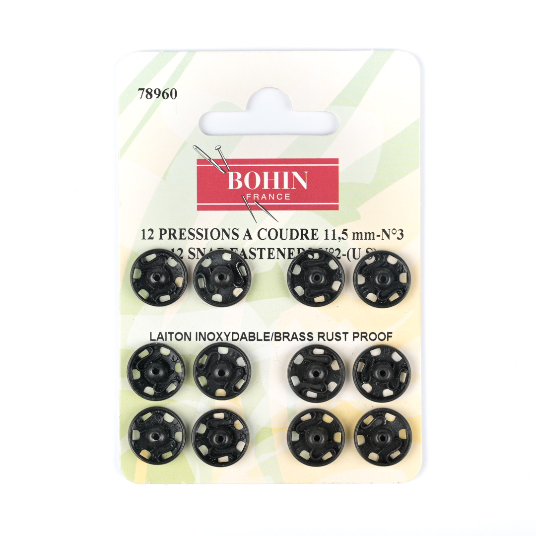 Pressions à coudre 11,5 mm noir Bohin