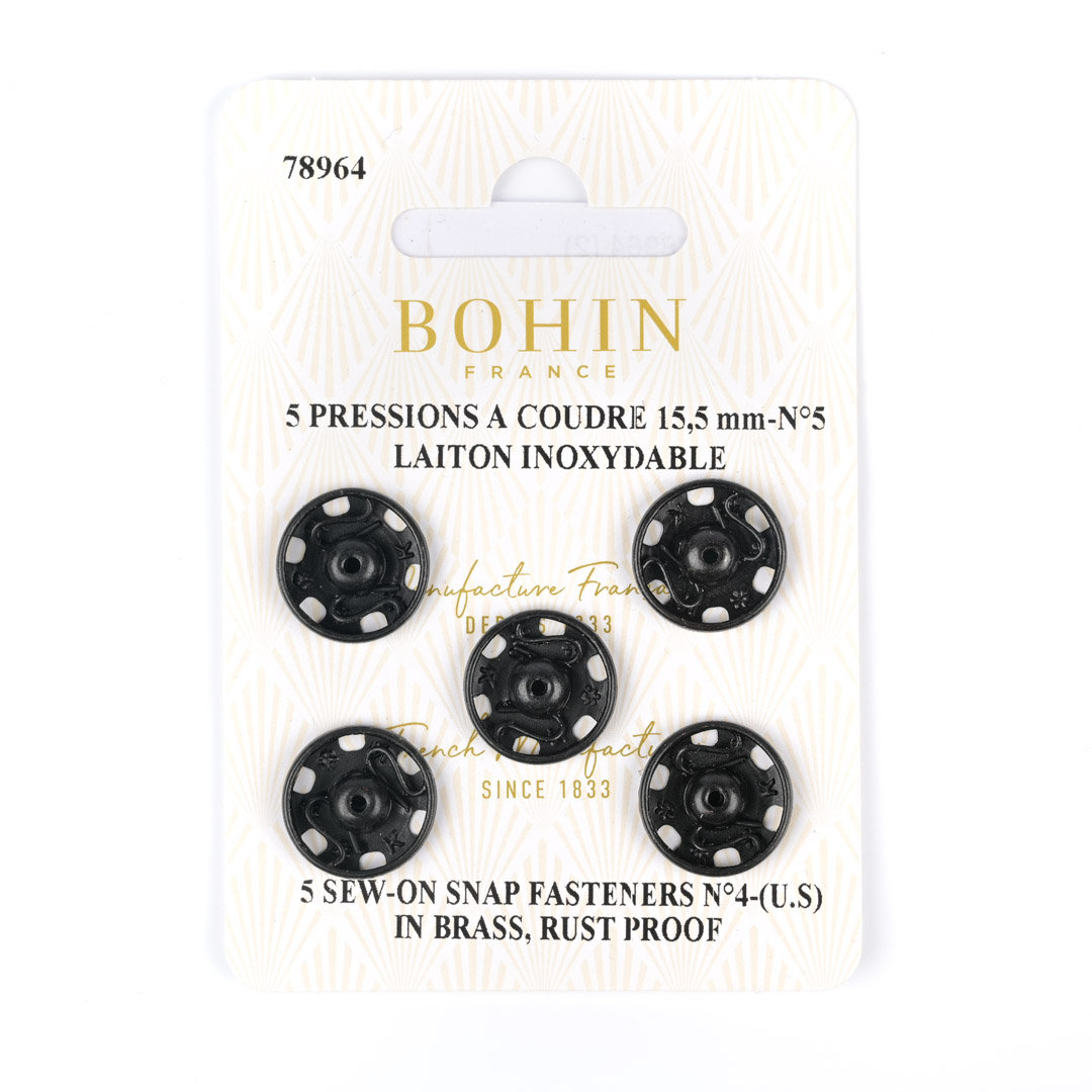 Pressions à coudre 15,5 mm noir Bohin