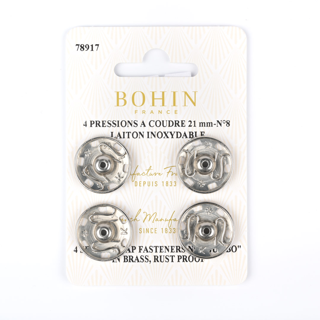 Pressions à coudre 21 mm Chrome Bohin