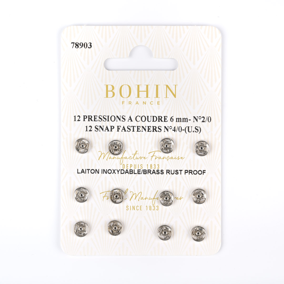 Pressions à coudre 6 mm chrome Bohin