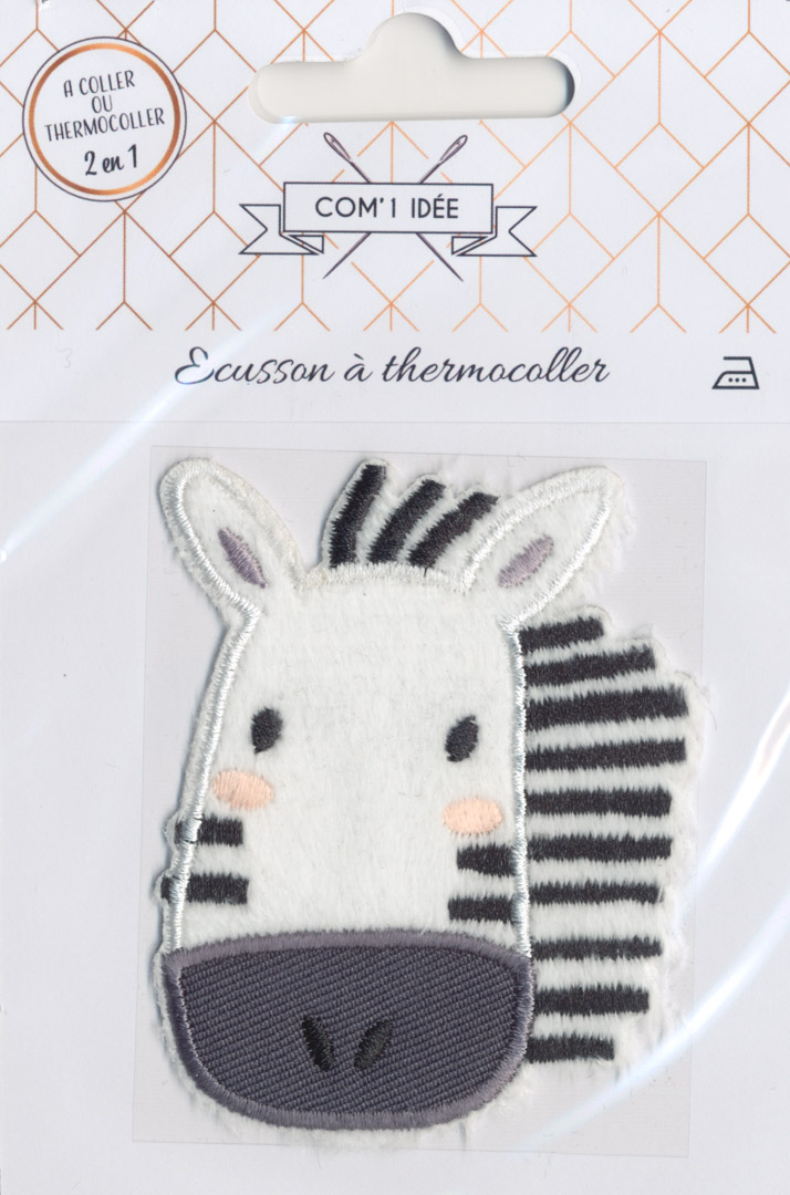 Mercerie écusson Com1 animaux-4 Écusson Thermocollant - ZEBRE