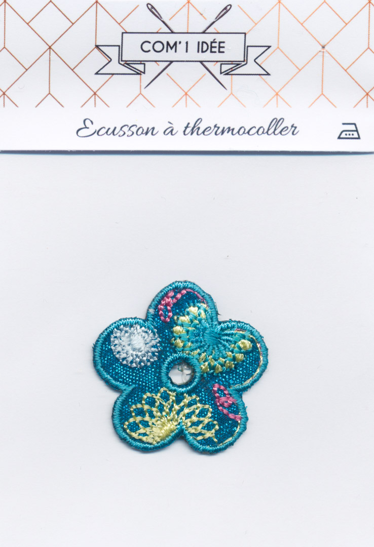 Mercerie écusson thermocollant fleur 250-4 Écusson Thermocollant - FLEUR BLEUE