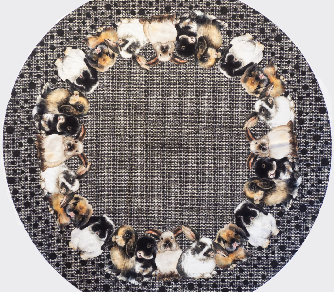 Panneau Tissu French Terry jupe lapin