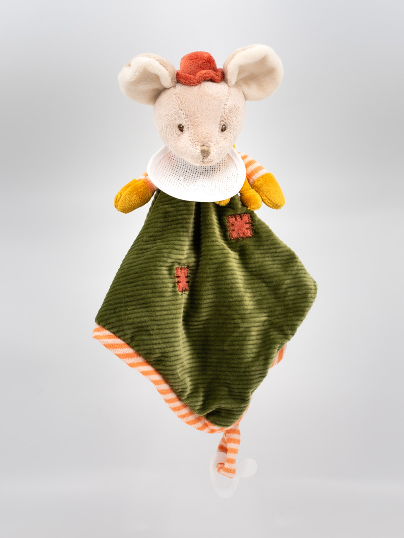 doudou porte tétine. Yeux brodés