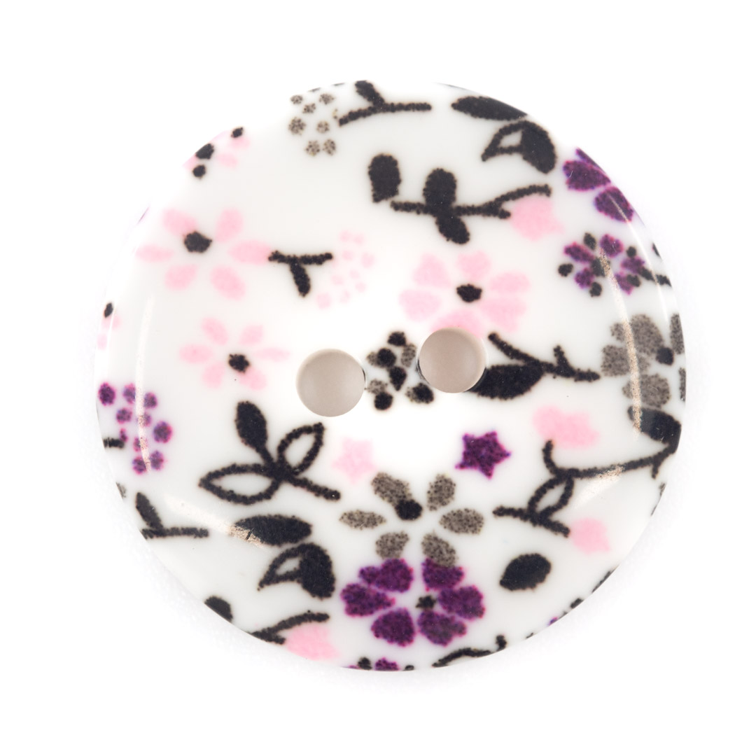 Bouton violet T23-1-20 Bouton décor fleuri violet en plastique