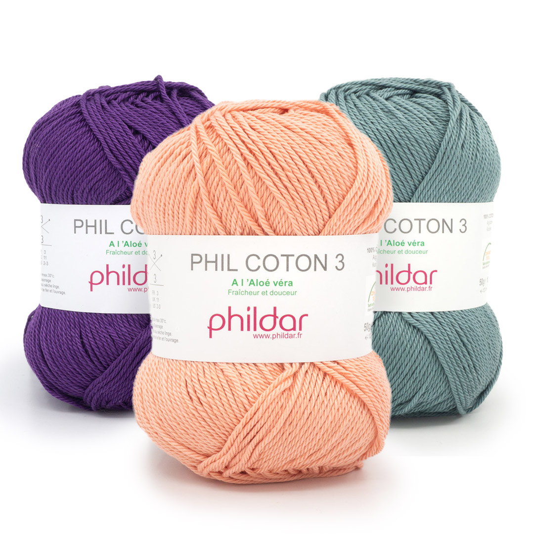 Phil Coton 3 Phildar Fil 100% Coton naturel Couleurs 2022