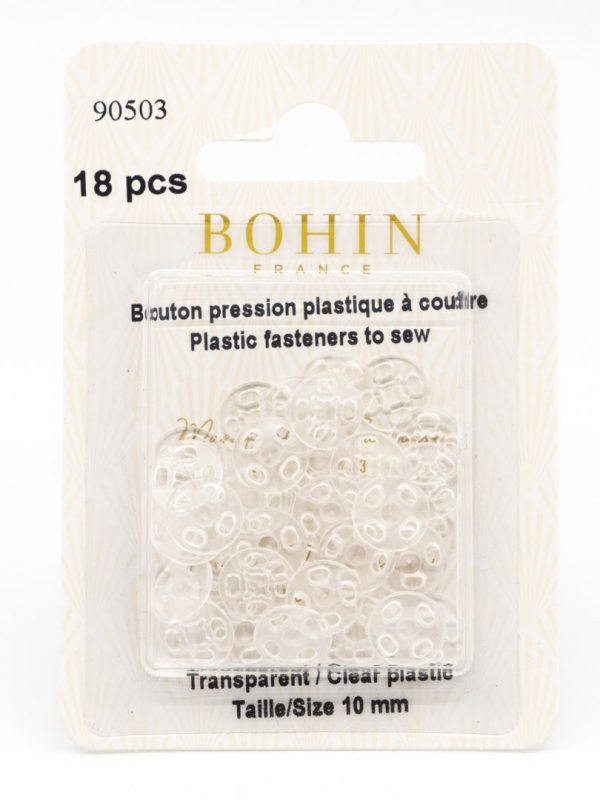 Pressions à coudre 10 mm plastique transparent BOHIN