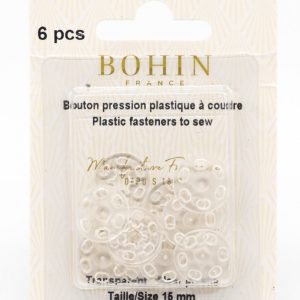 Pressions à coudre 15 mm plastique transparent BOHIN