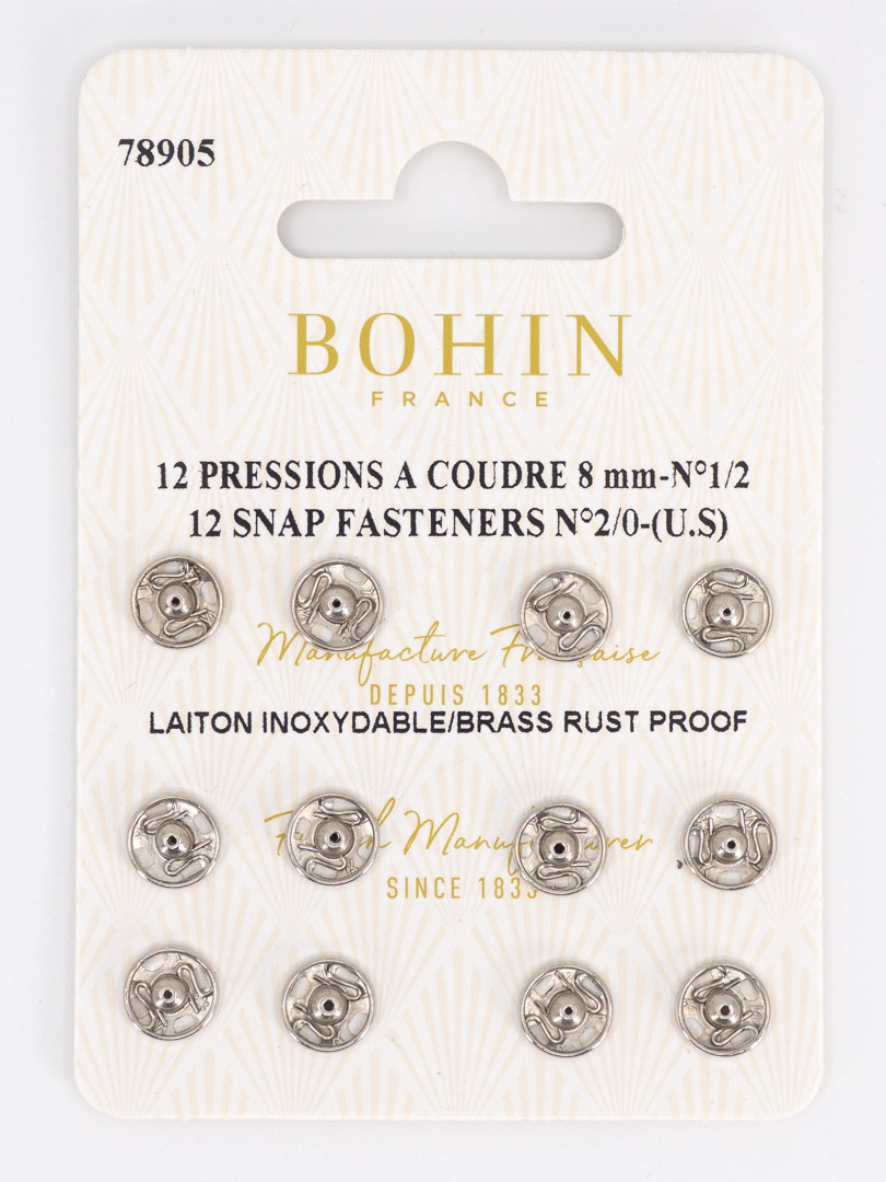 Pressions à coudre 8 mm laiton inoxydable BOHIN