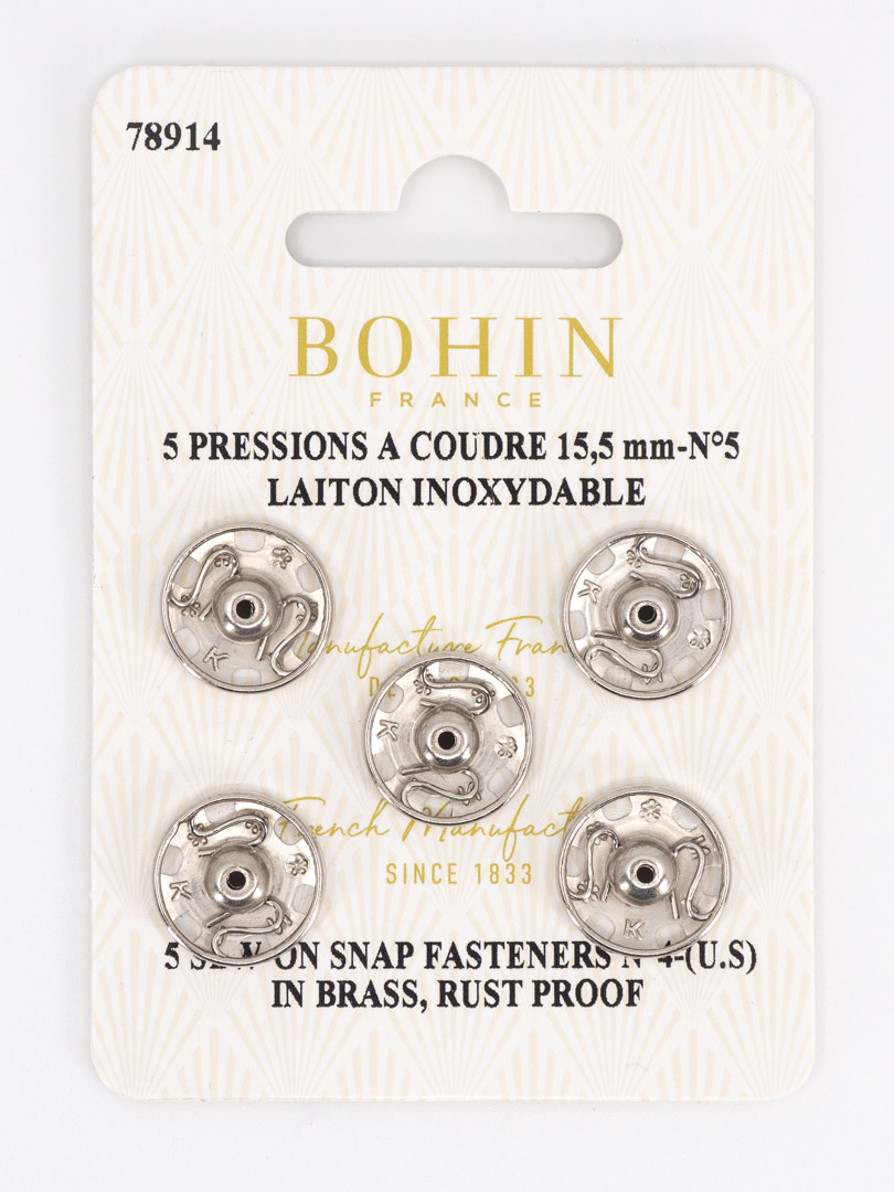 Pressions à coudre 15,5 mm laiton inoxydable BOHIN