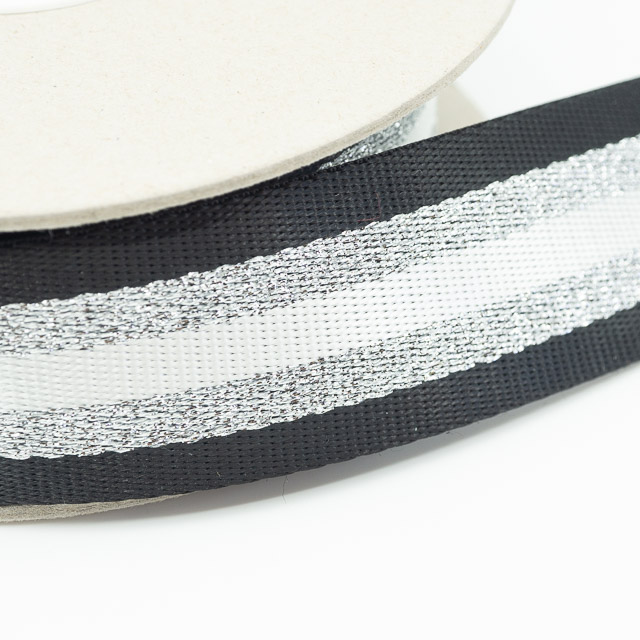 Sangle Polyester noir argent blanc Sangle Polyester noir argent blanc
