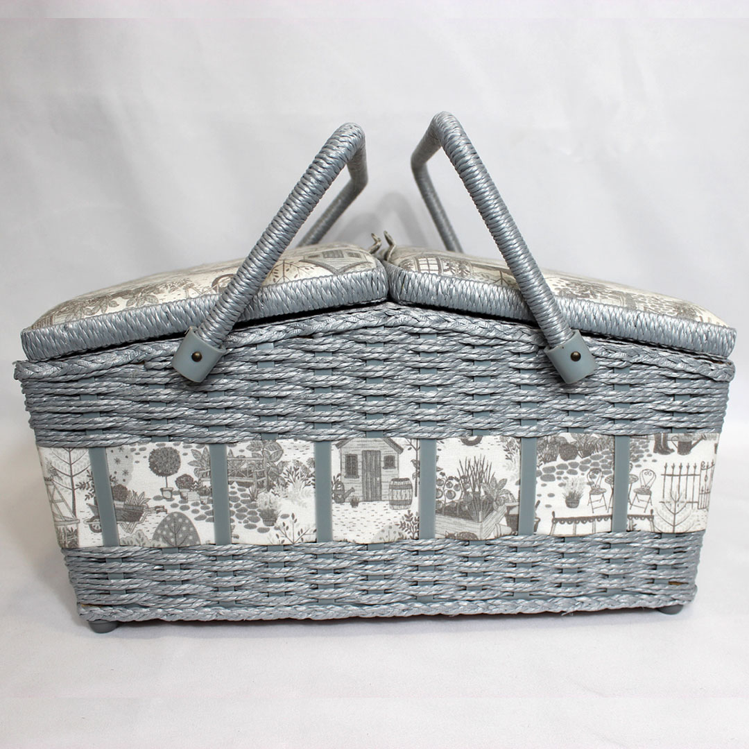 BàC HGTLHB596 grise imprimé jardin 1 Boite à couture panier